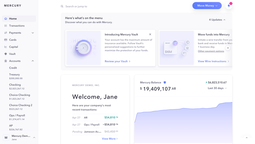 Mercury Dashboard