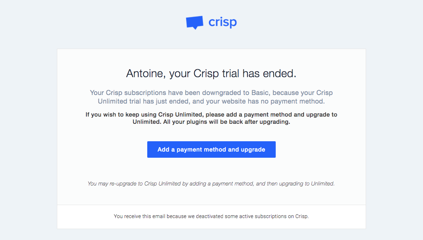 Crisp Free Trial Emails