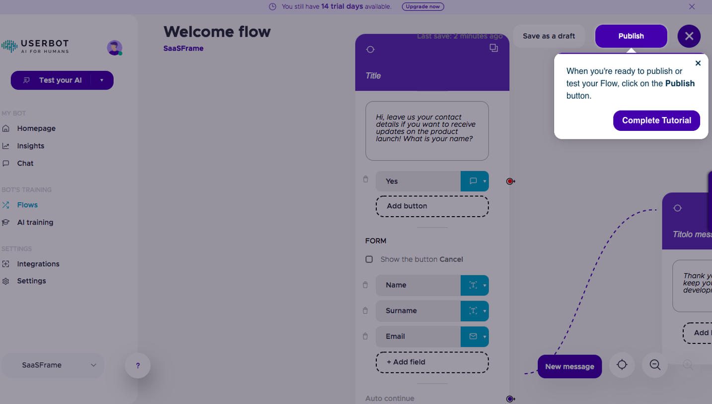 Userbot Product Tour