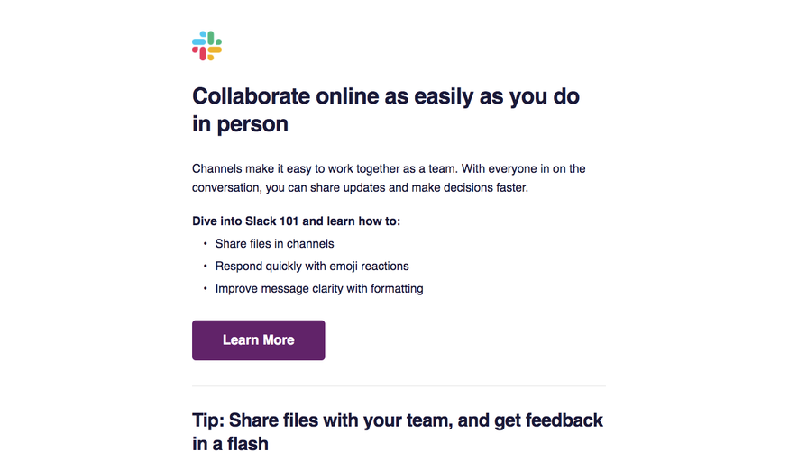 Slack Onboarding Email Flow