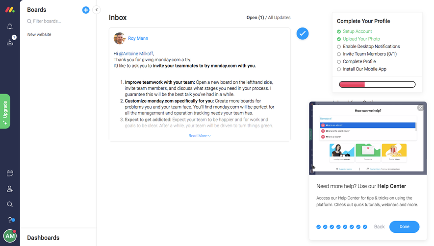 Monday User Onboarding