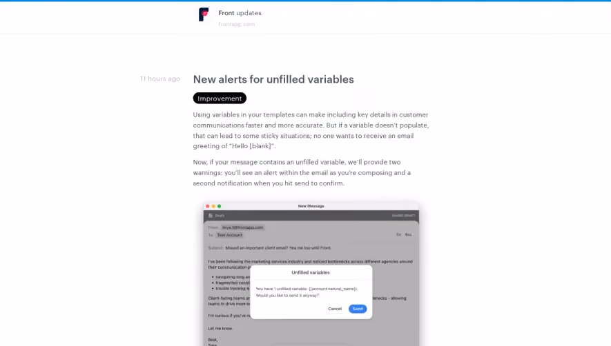 Front Changelog