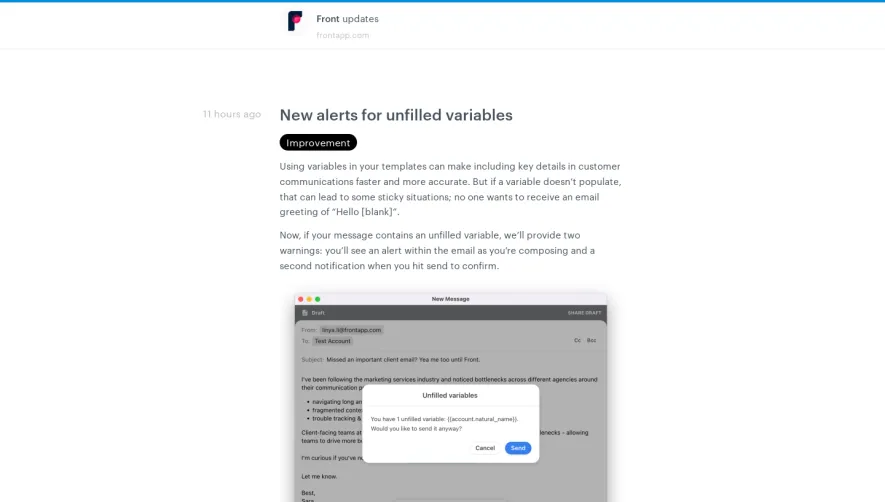 Front Changelog