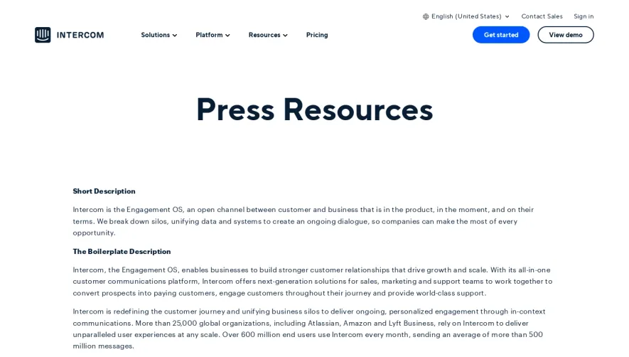 Intercom Press Page