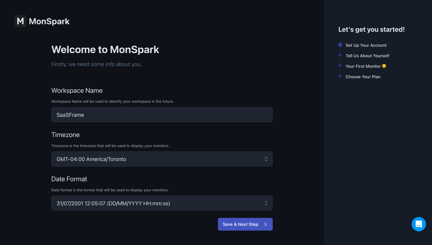 MonSpark Account Setup