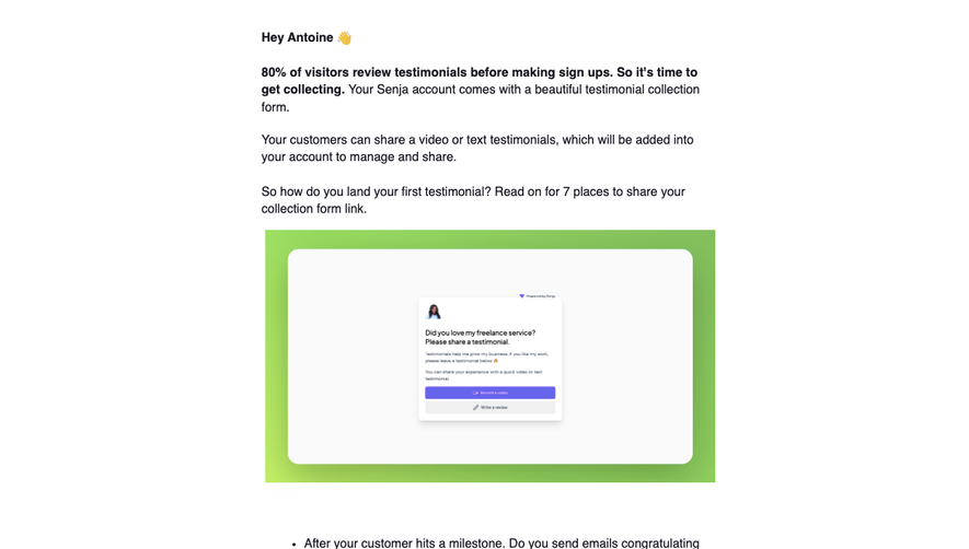 Senja Onboarding Email Flow