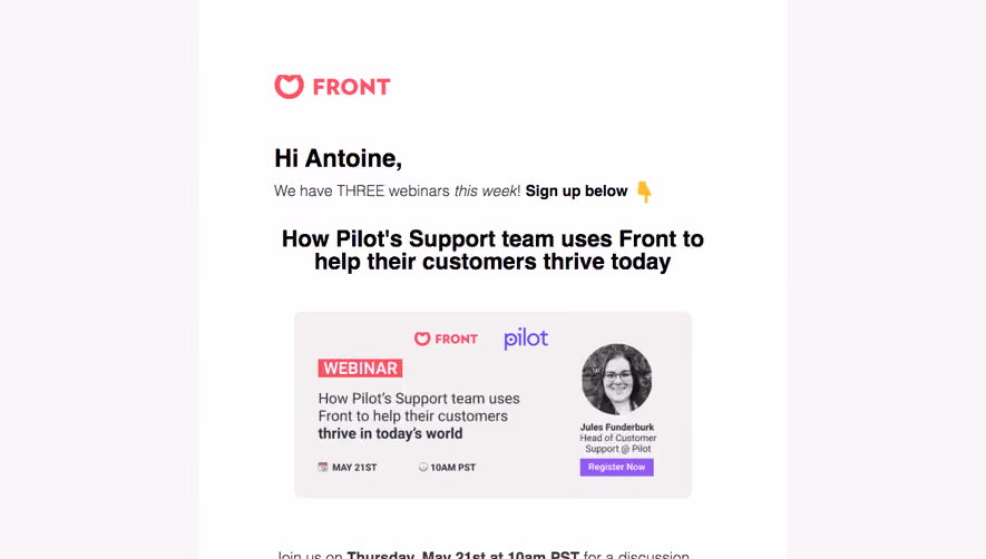 Front Webinars Emails
