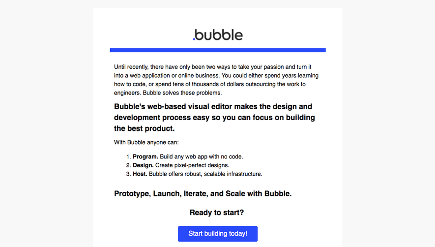 Bubble Onboarding Email Flow