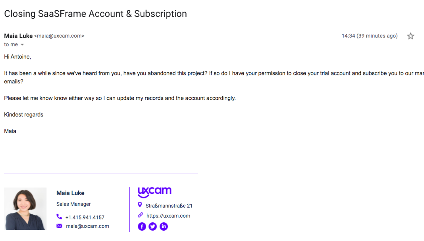 UXCam Free Trial Emails