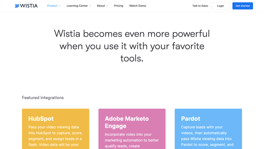 Wistia Integrations Page