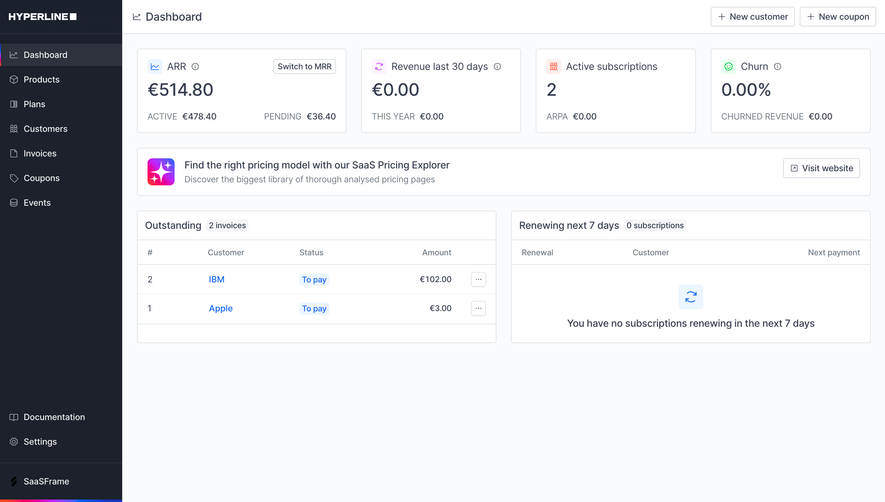Hyperline Dashboard