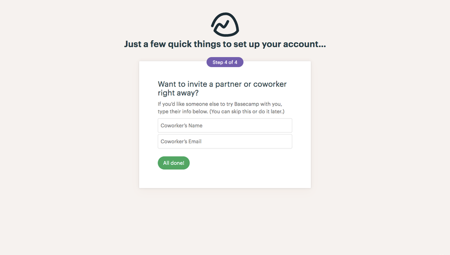 Basecamp Sign Up Flow