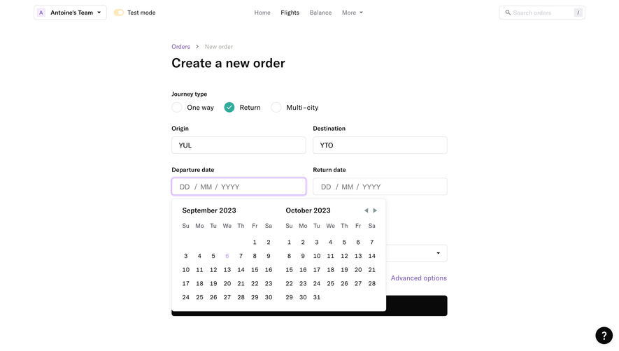 Duffel Create An Order