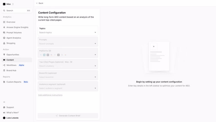Profound Content Configuration