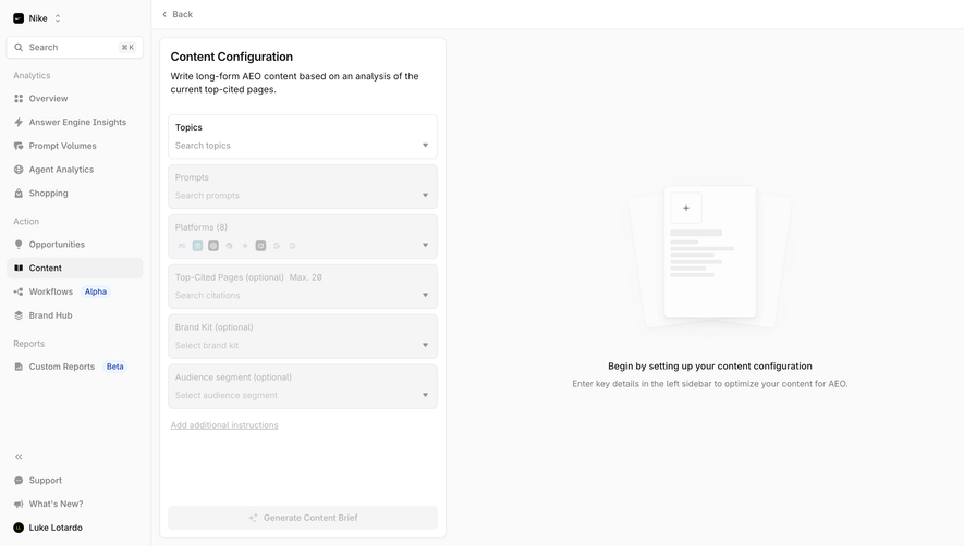 Profound Content Configuration