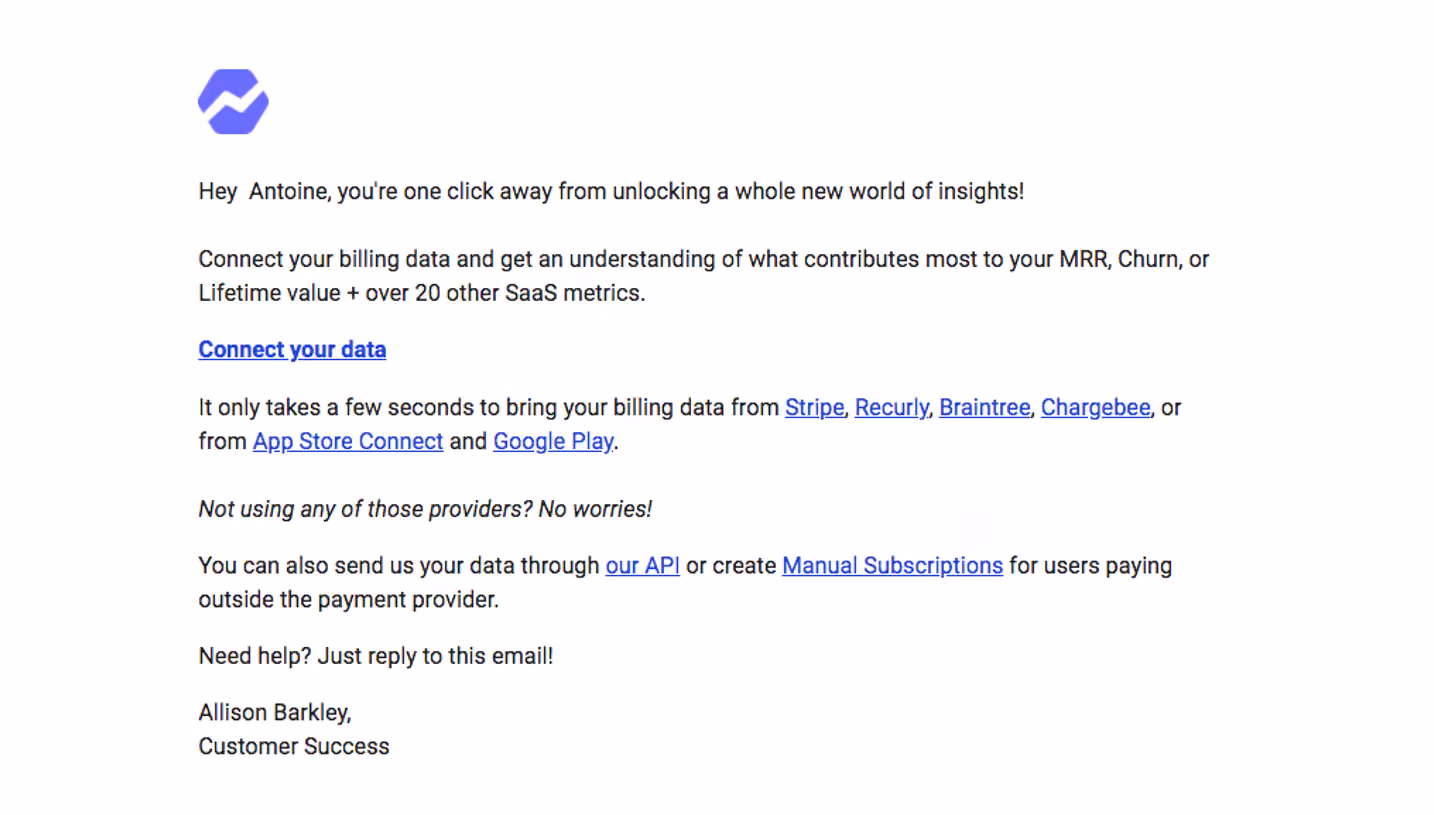 Baremetrics Activation Emails