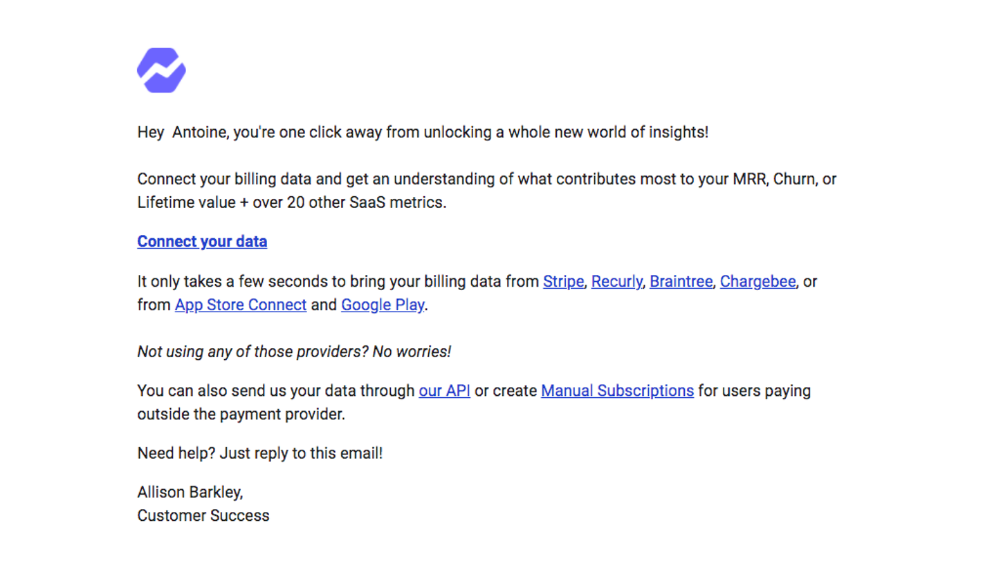 Baremetrics Activation Emails