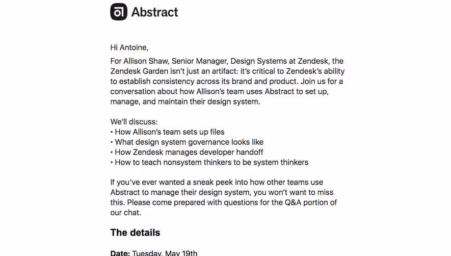 Abstract Webinar Emails