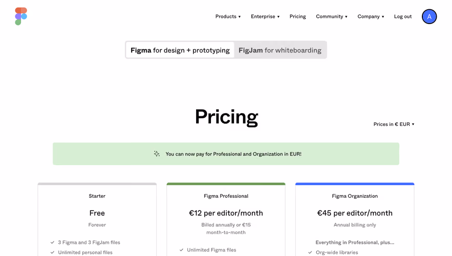 Figma Pricing Page