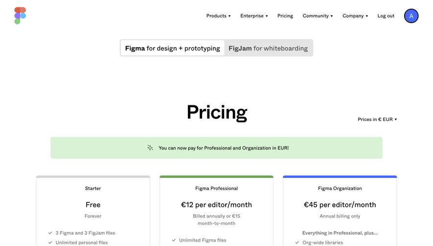 Figma Pricing Page