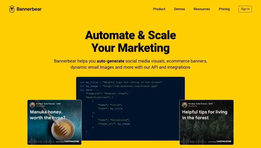 Bannerbear Landing Page