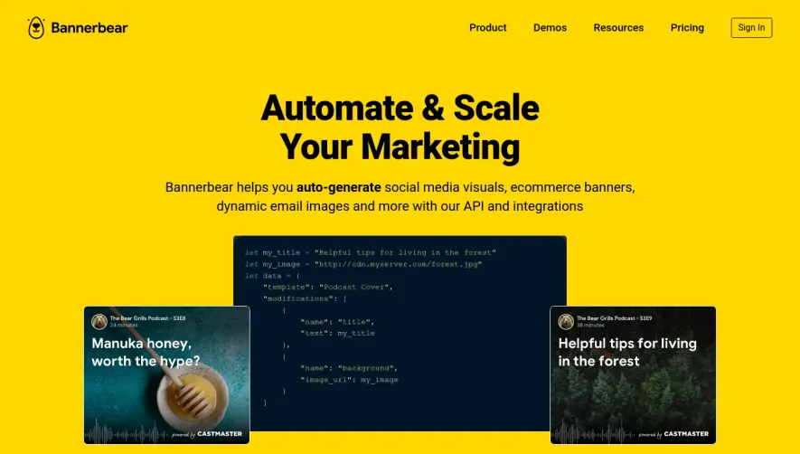 Bannerbear Landing Page