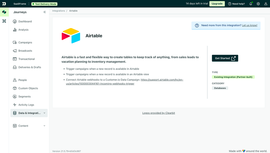 Customer.io Connect Airtable