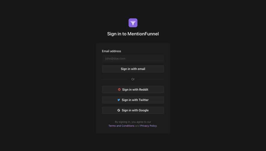 MentionFunnel Signup