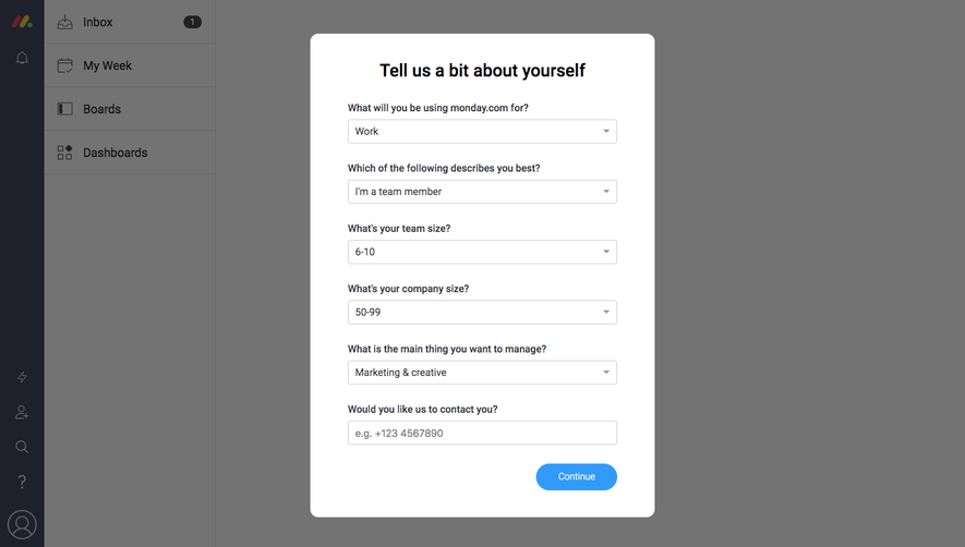 Monday Sign Up Flow