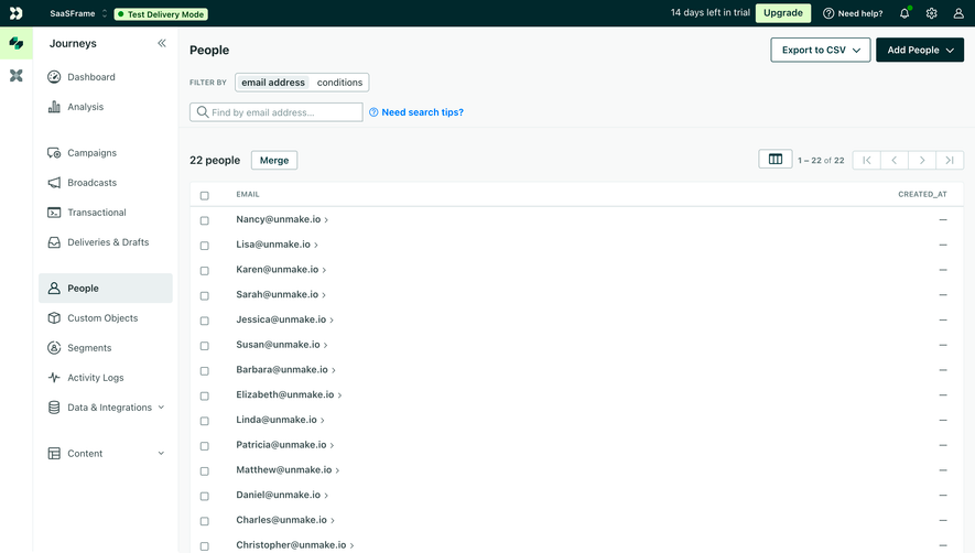 Customer.io Contact Table