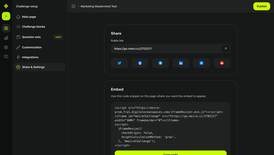 Meiro Sharing Setup