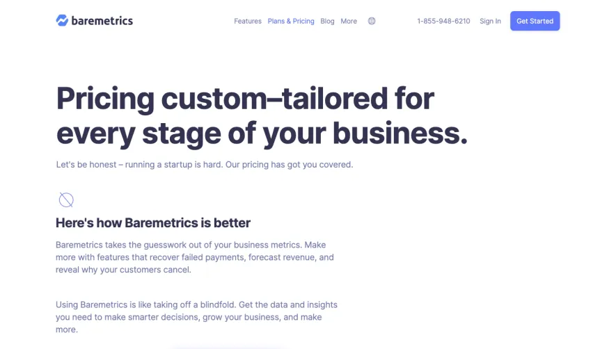 Baremetrics Pricing Page