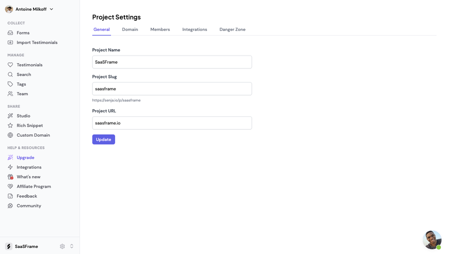 Senja General Settings