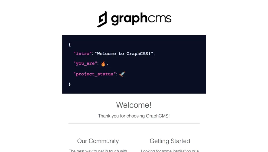 GraphCMS Welcome Email