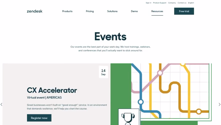 Zendesk Webinars Page