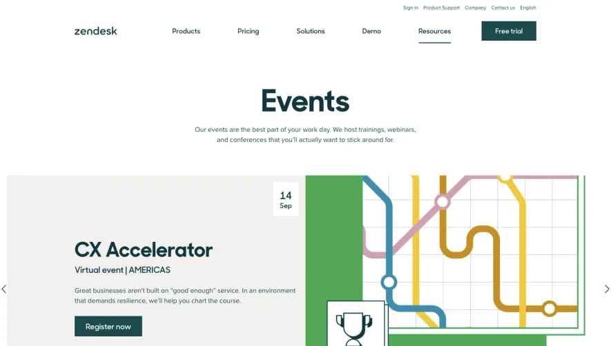 Zendesk Webinars Page