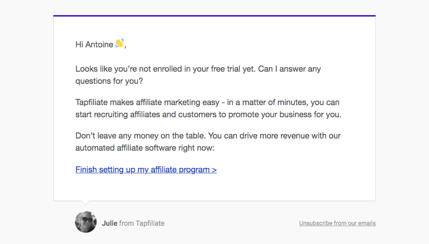 Tapfiliate Activation Emails