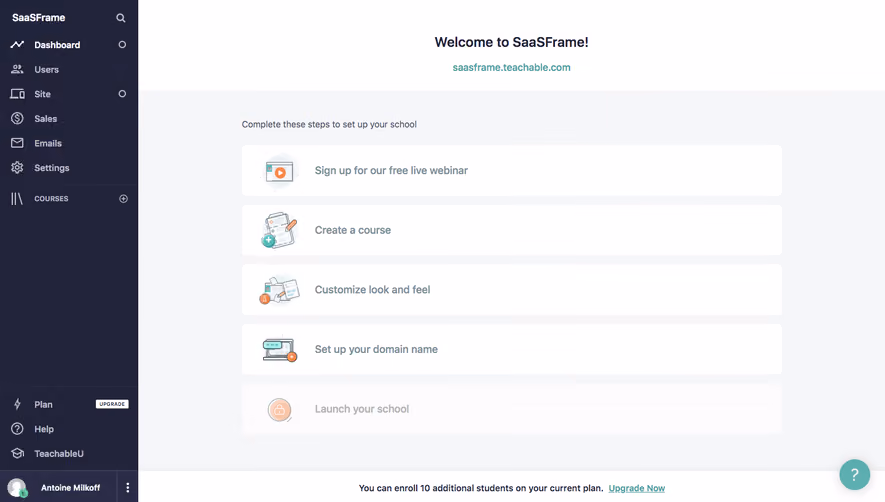 Teachable Sign Up Flow