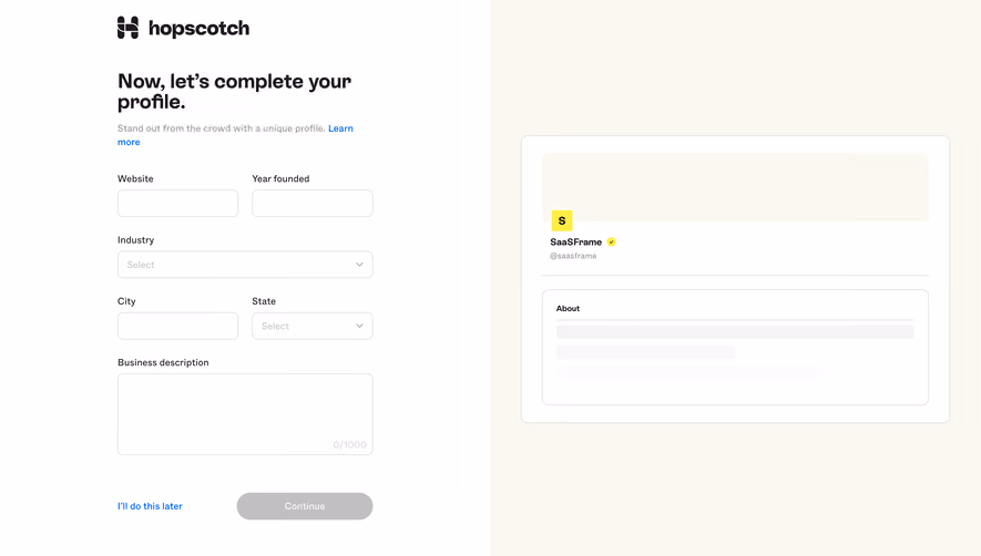 Hopscotch Account Setup