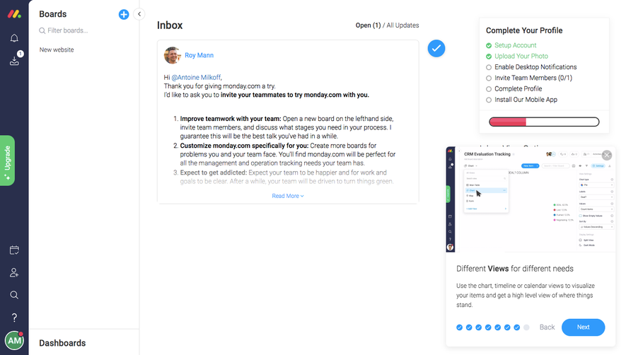 Monday User Onboarding