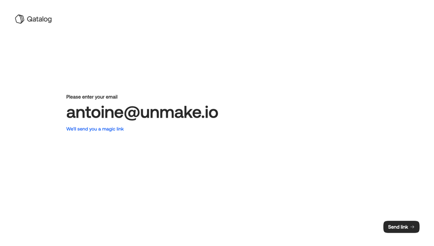 Qatalog Enter Email Address