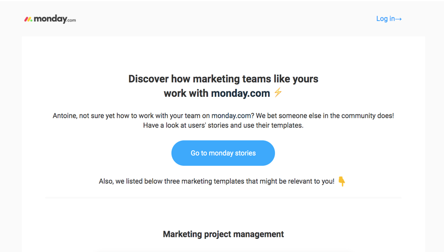 Monday Onboarding Emails