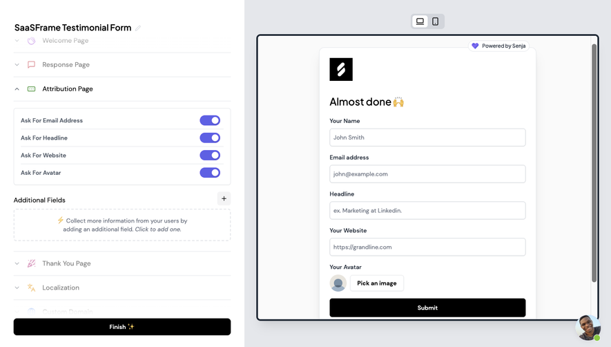 Senja User Onboarding