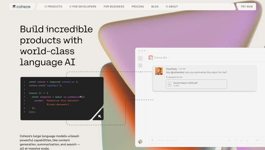 Cohere Landing Page
