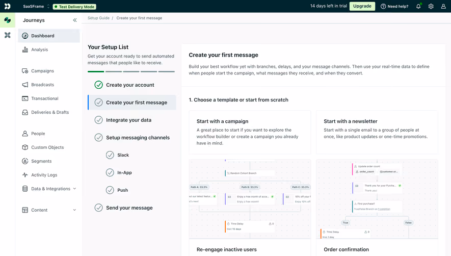 Customer.io Create First Campaign