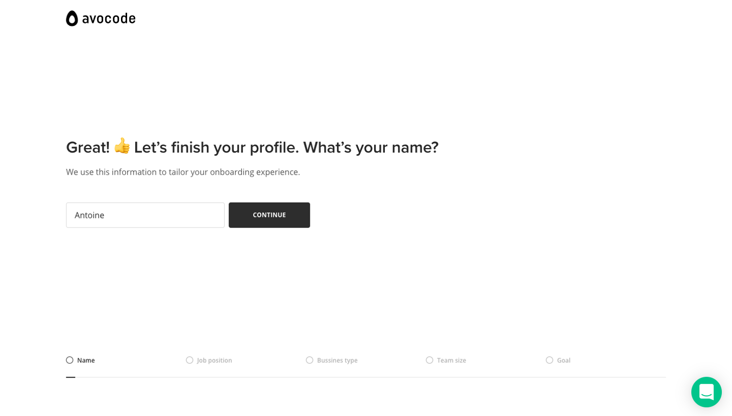 Avocode Sign Up Flow