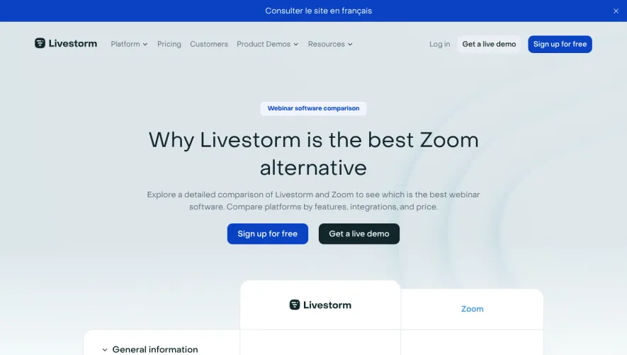 Livestorm Comparison Page