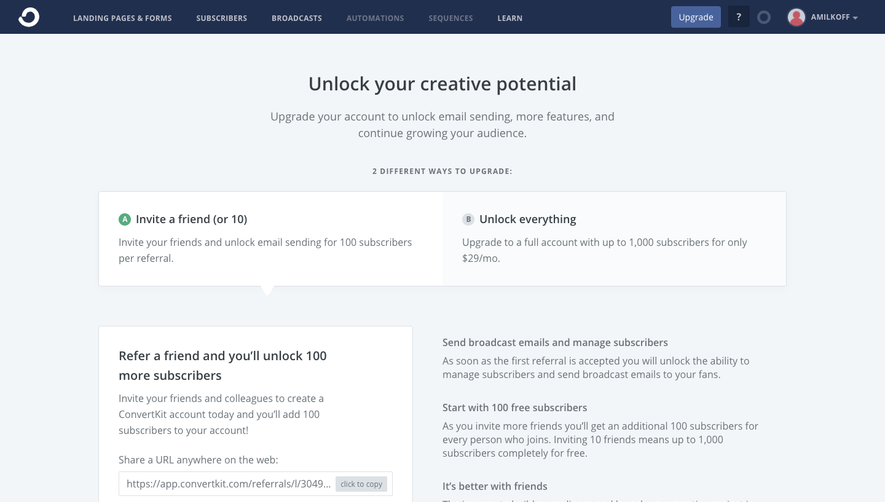 ConvertKit Upgrading
