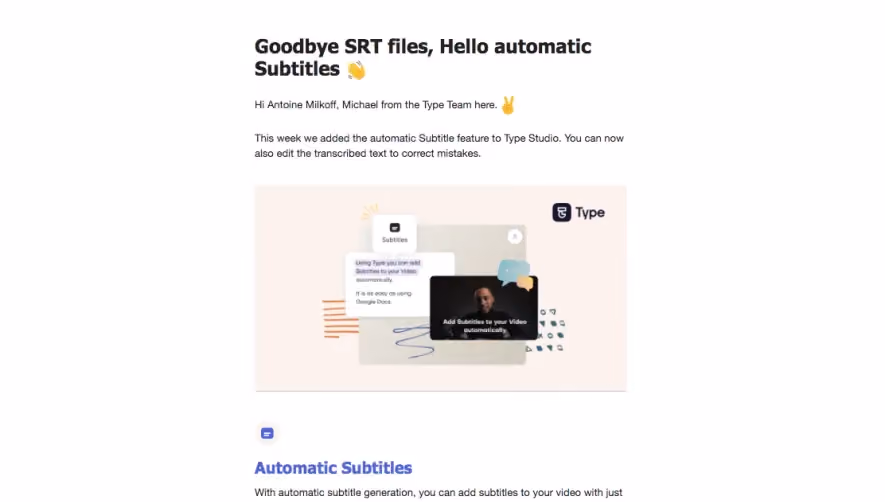 Type Studio ype New Features Emails