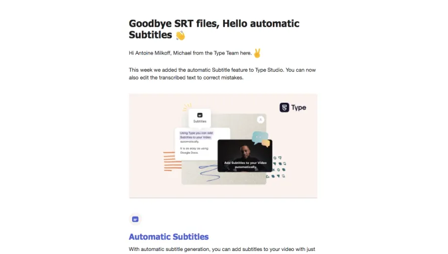 Type Studio ype New Features Emails